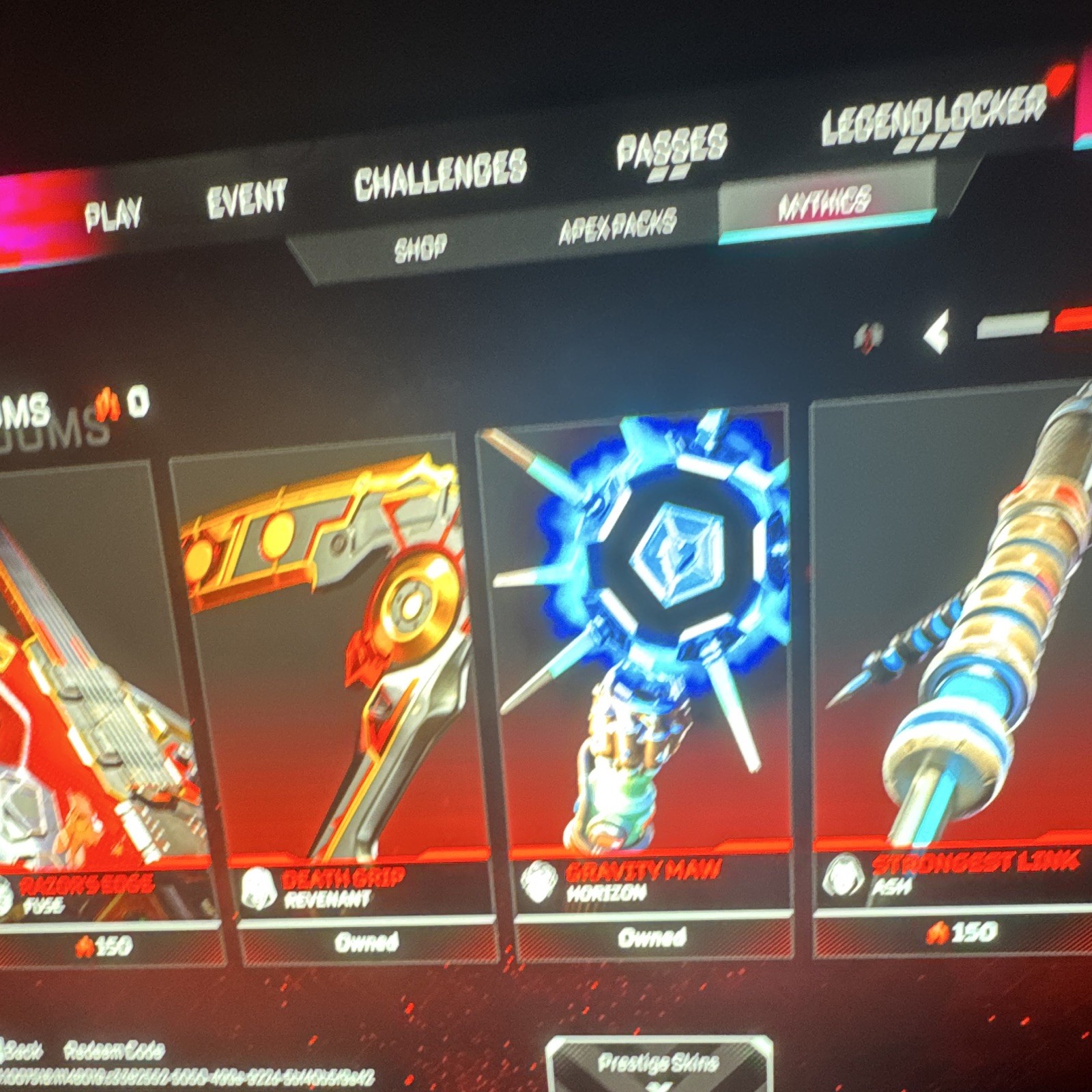 Apex Legends Owned Mythics Heirloom/Universal Melee In-Game Item Asset