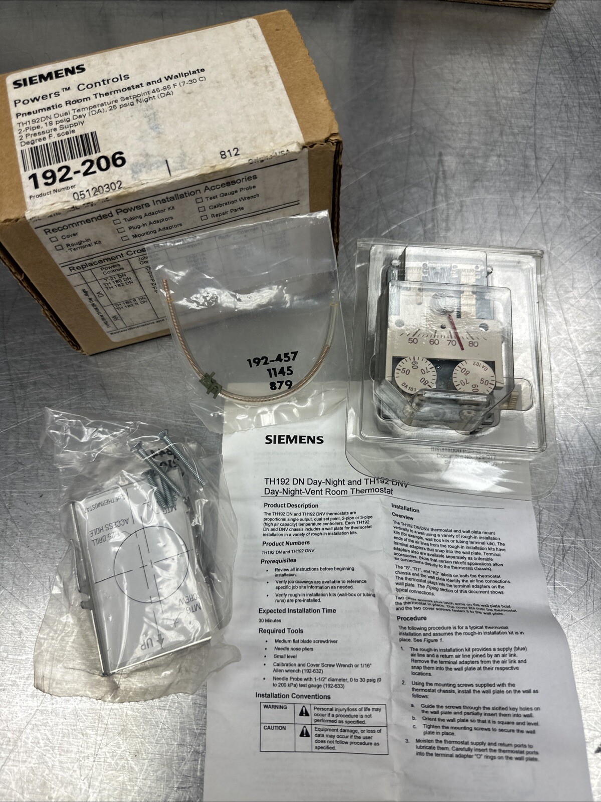 Siemens 192-206 Pneumatic Room Thermostat TH192DN Duel Temp