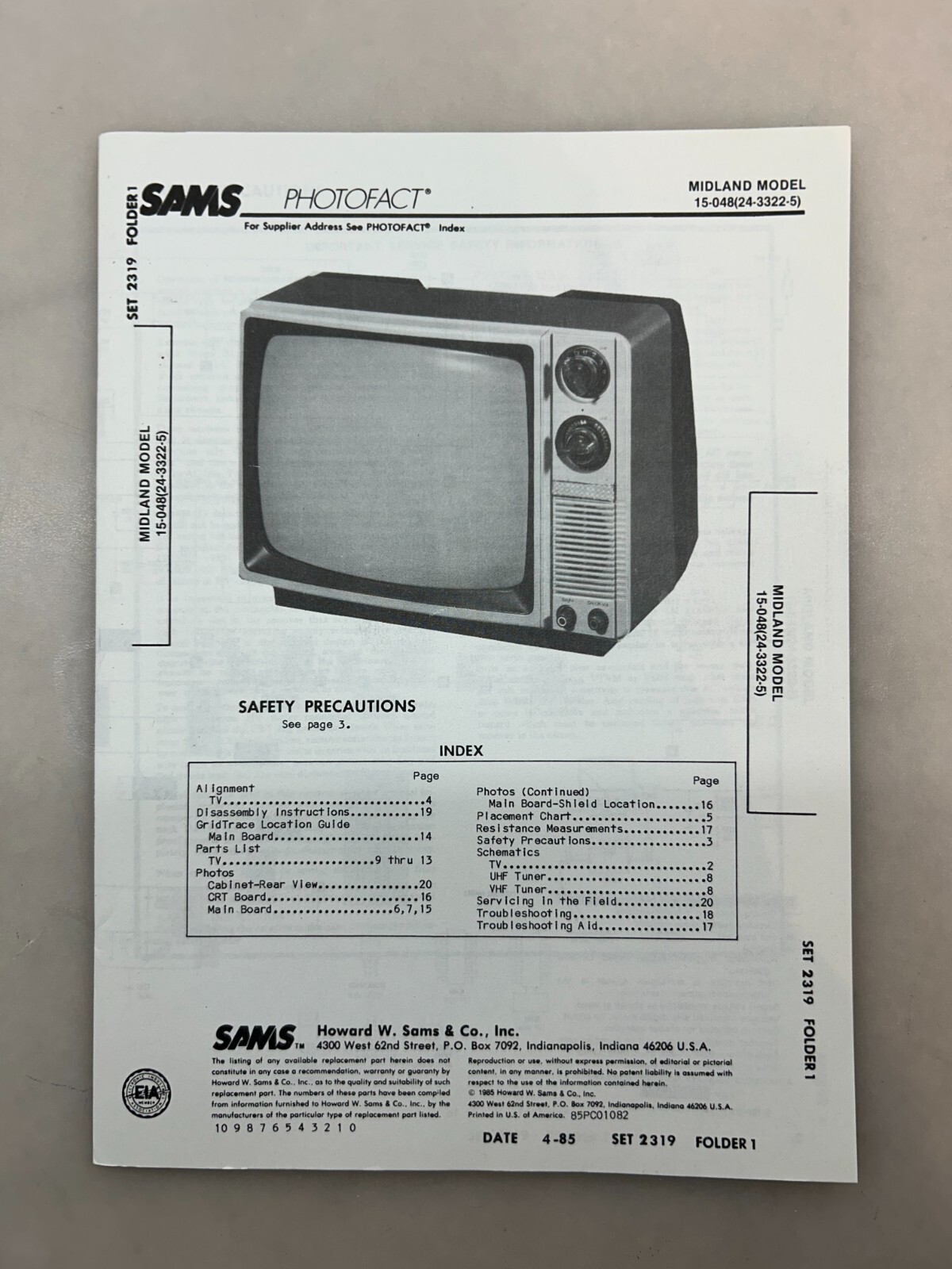 Midland 15-048 Service Manual Sams Photofact Free Shipping