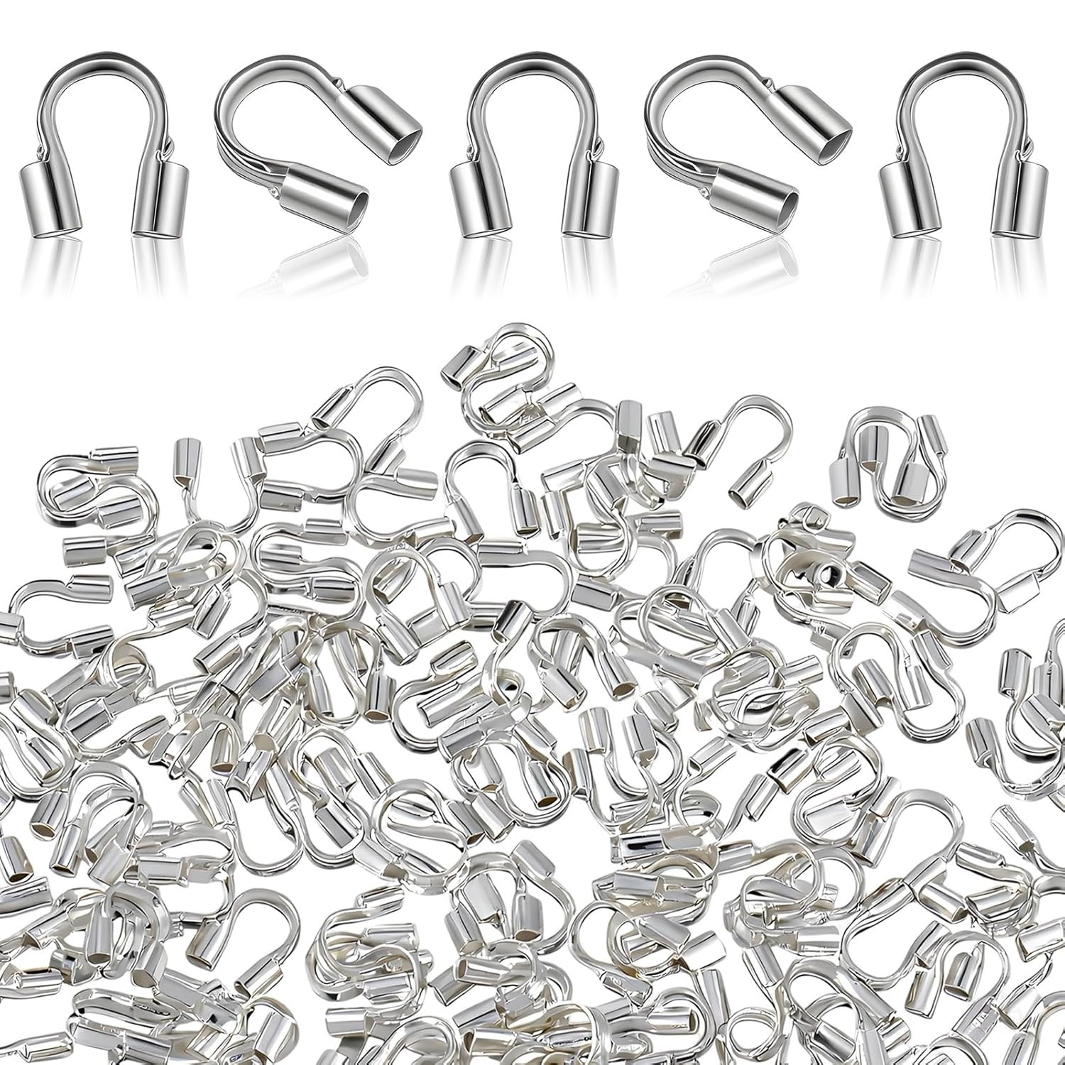 200PCS Stainless Steel Wire Guards, U-Shape Protectors for Jewelry Making, Threa