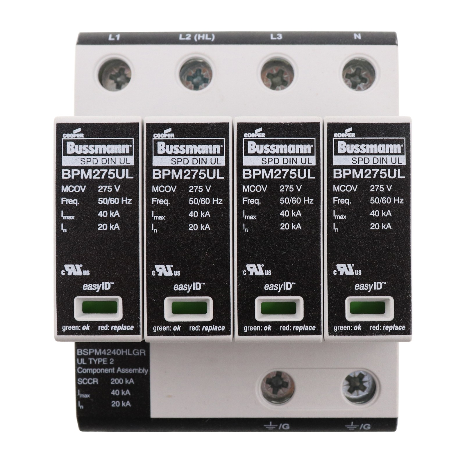 COOPER BUSSMANN BSPM4240HLGR SPD SURGE SUPPRESSOR MODULE, 4P, 200KA, 275V-MCOV