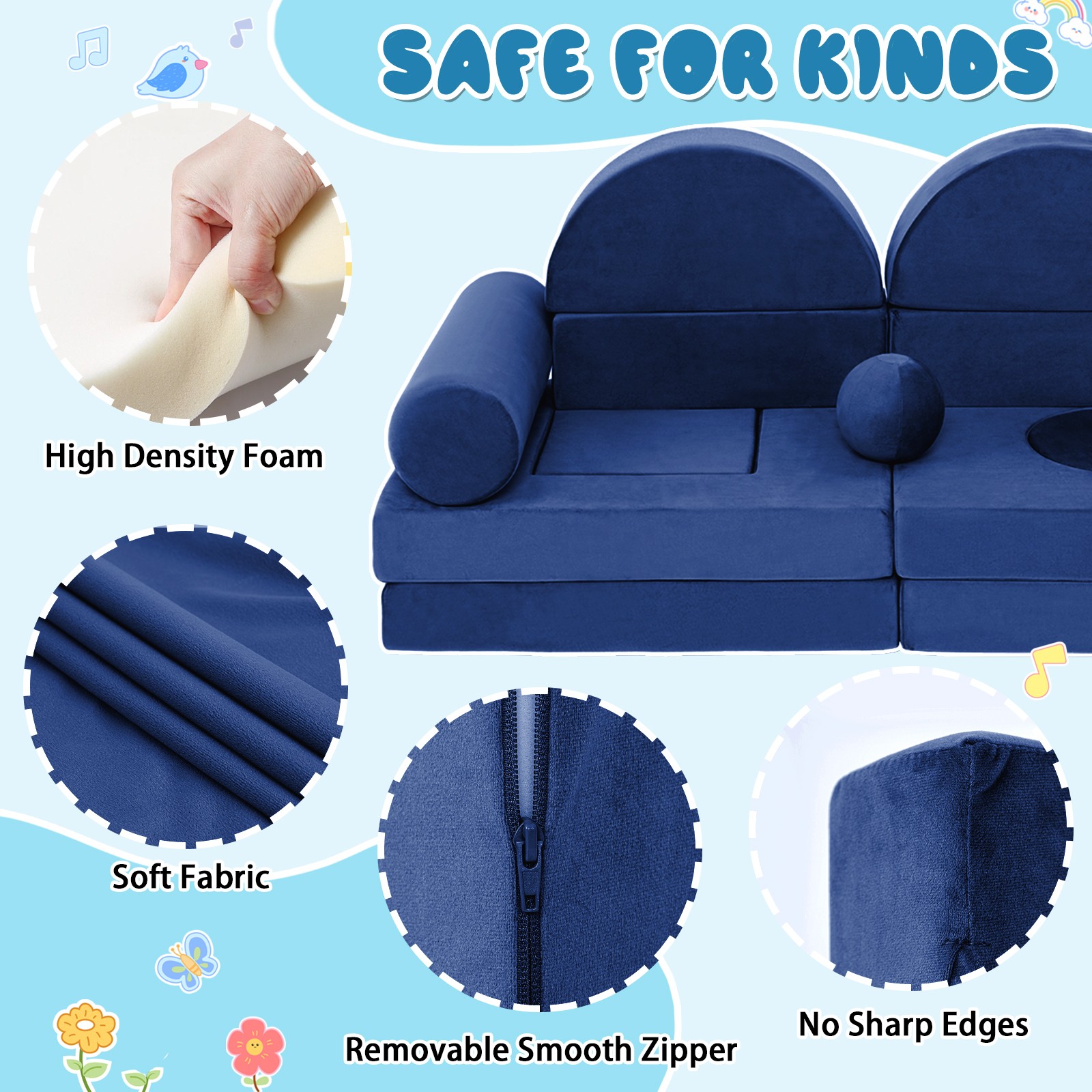13Pcs Kids Modular Sofa to Boost Creativity Modular Play Couch for Kids Toddler