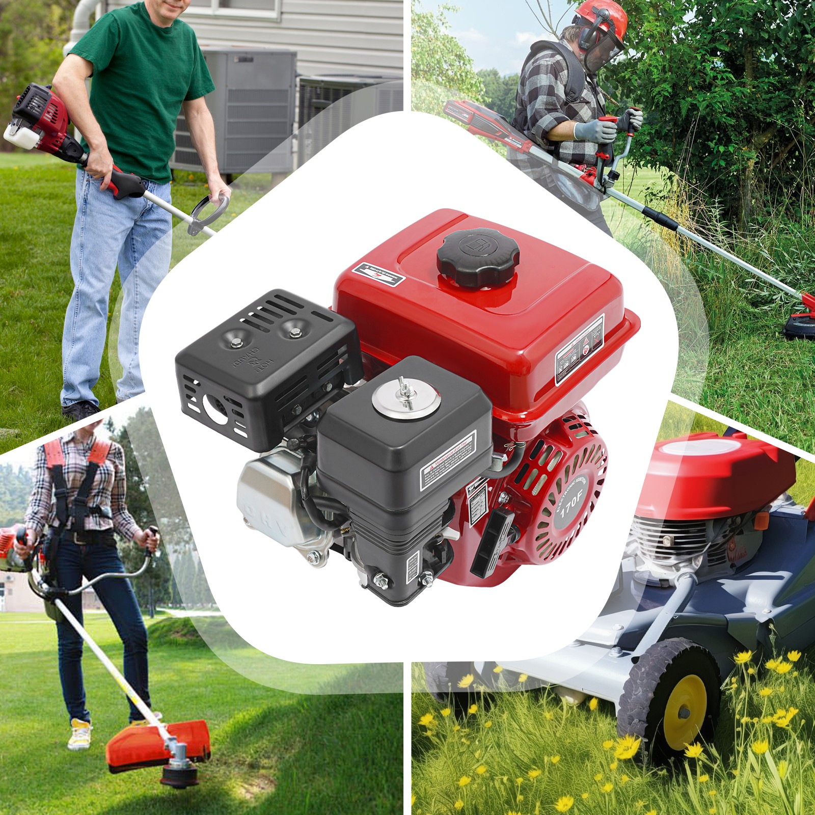 7.5HP 4-Stroke Gasoline Engine 210cc OHV Horizontal Shaft for Pump Generator