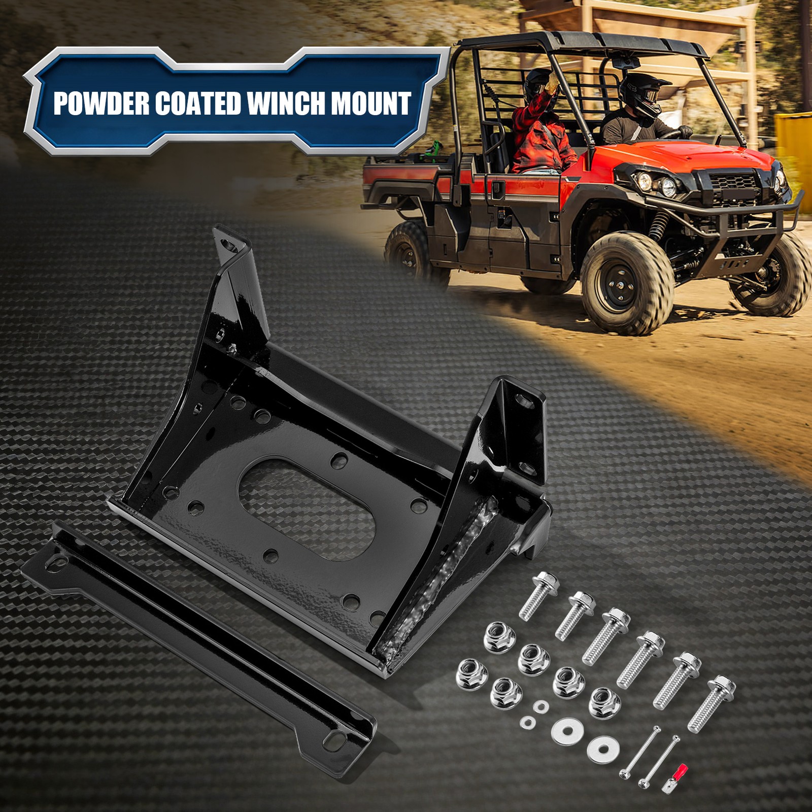 Black Winch Mounting Bracket Fit Kawasaki Mule PRO-FXR 1000 2024-2026