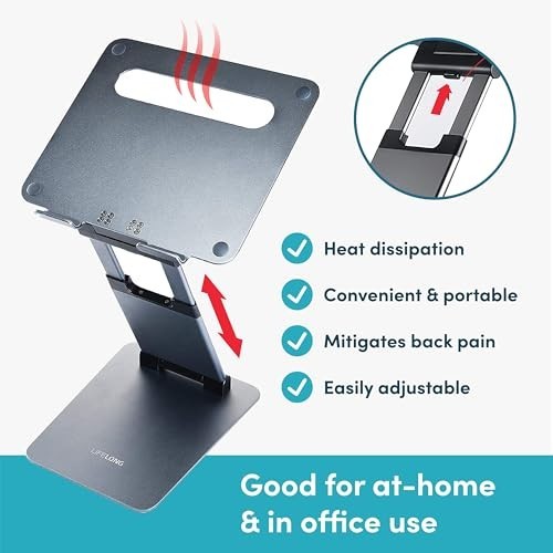 Adjustable Laptop Stand Extra Tall 20 Inch Riser Aluminum Foldable Portable
