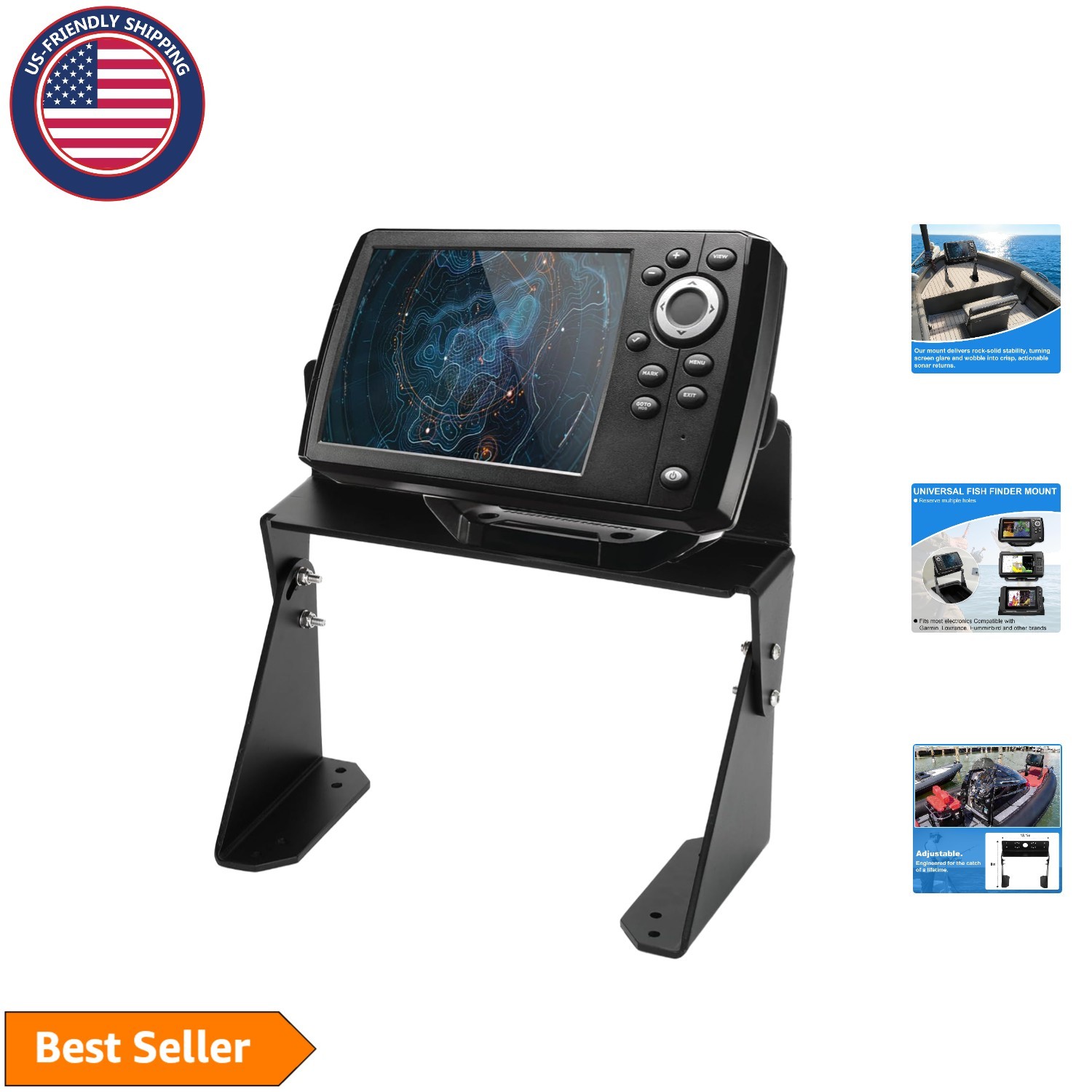 Corrosion-Resistant Dual Graph Mount for Marine Electronics - Adjustable Viewing