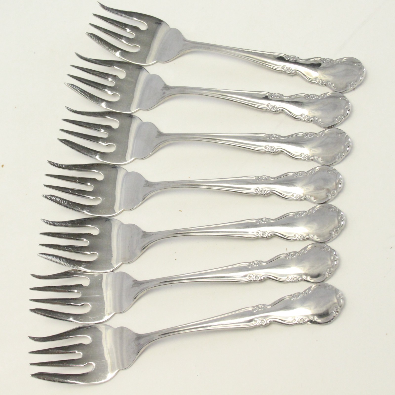 Reed & Barton Dickenson Salad Forks 6 1/2"  18/8 Stainless Lot of 7