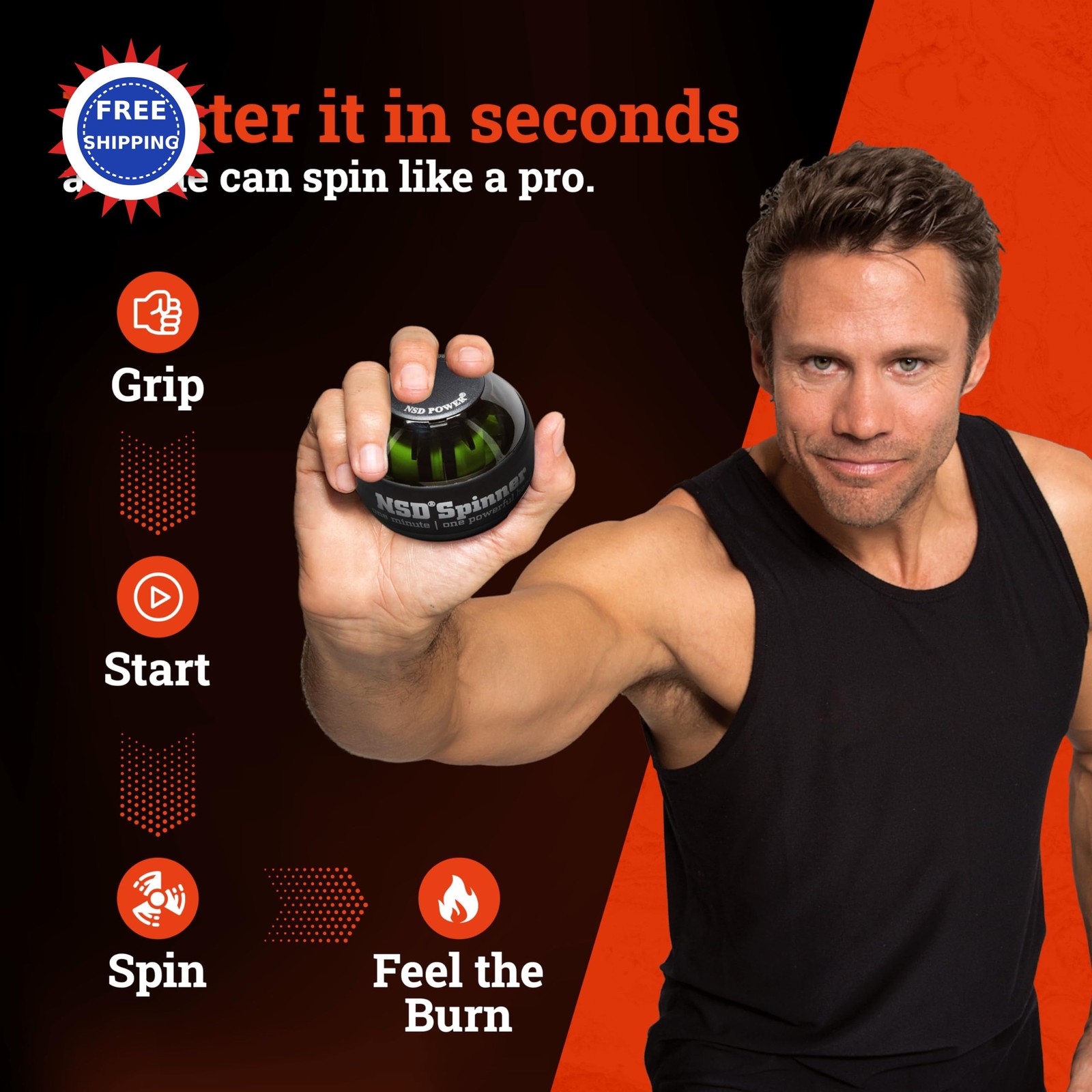 Auto Start NSD Spinner Gyro Ball Up to 15 000 RPM Portable
