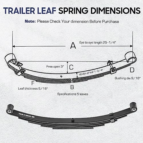 Trailer Leaf Spring, 5 Leaf 3000lb Capacity 3000lb double eyes spring-4pack