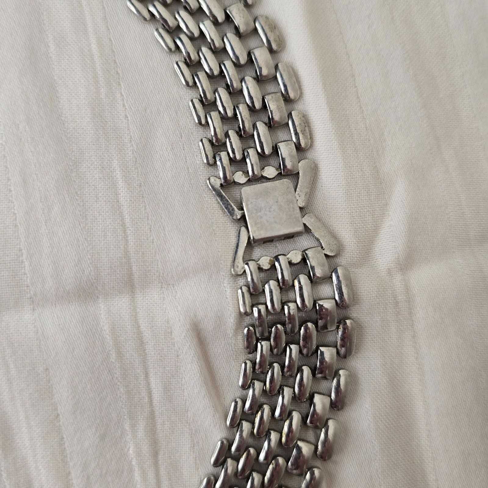 Vintage Silver Tone Panther Link Choker Necklace