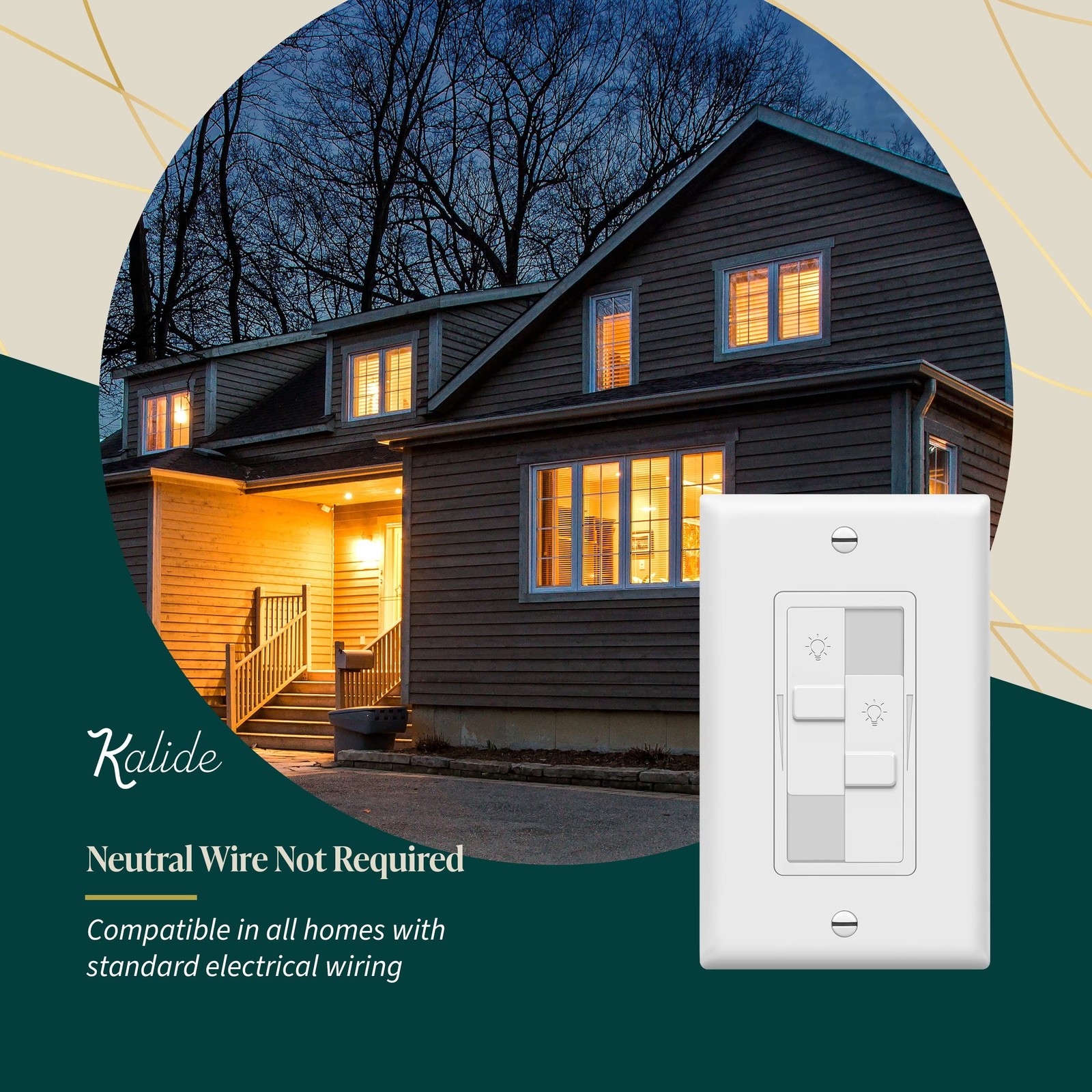 TOPGREENER Kalide Dual Load Dimmer Light Switch, Double LED Dimmer Switch, Fu...