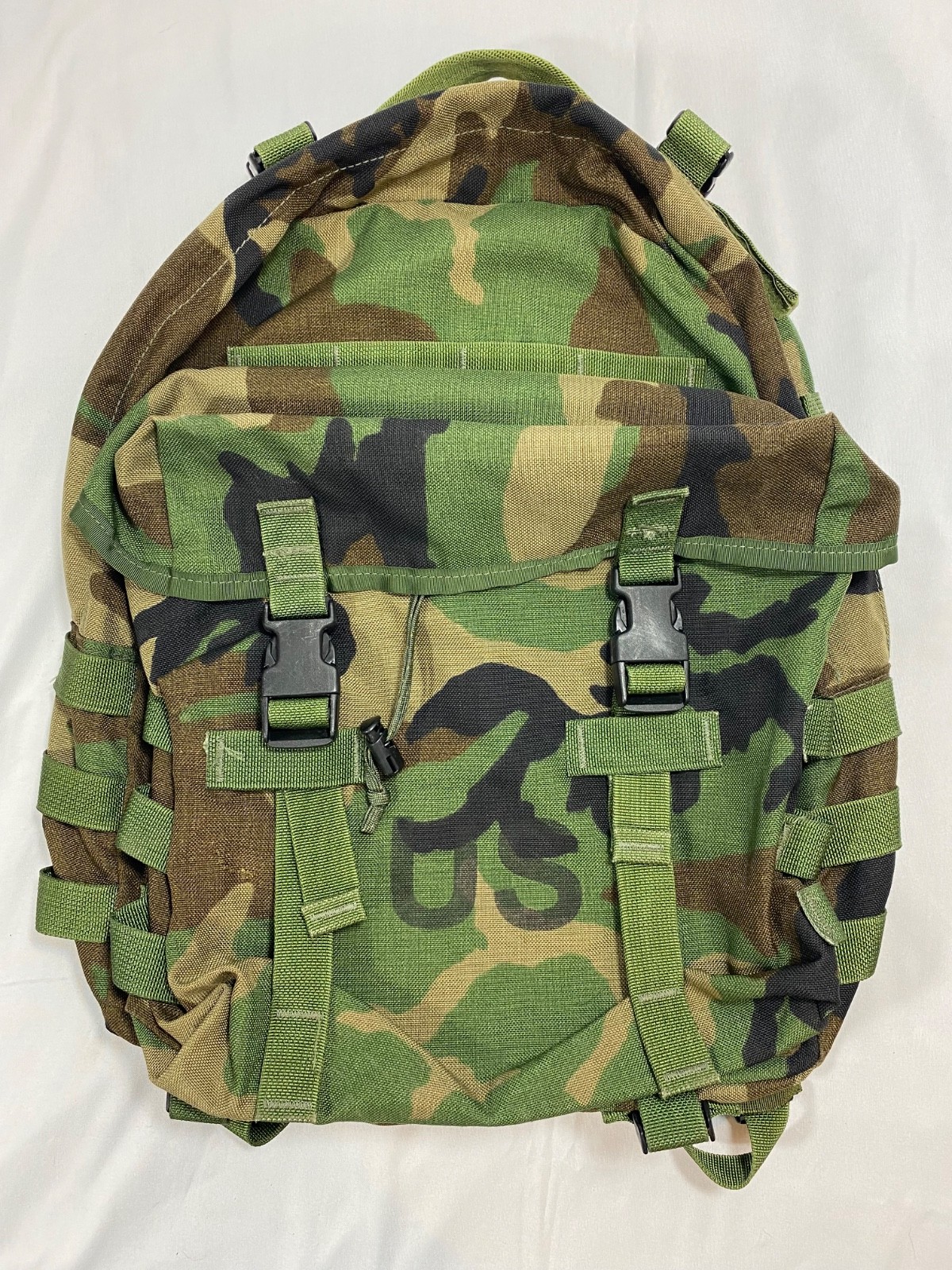 USGI-Woodland MOLLE II Patrol Pack With Pad and Stiffener-Good Condition