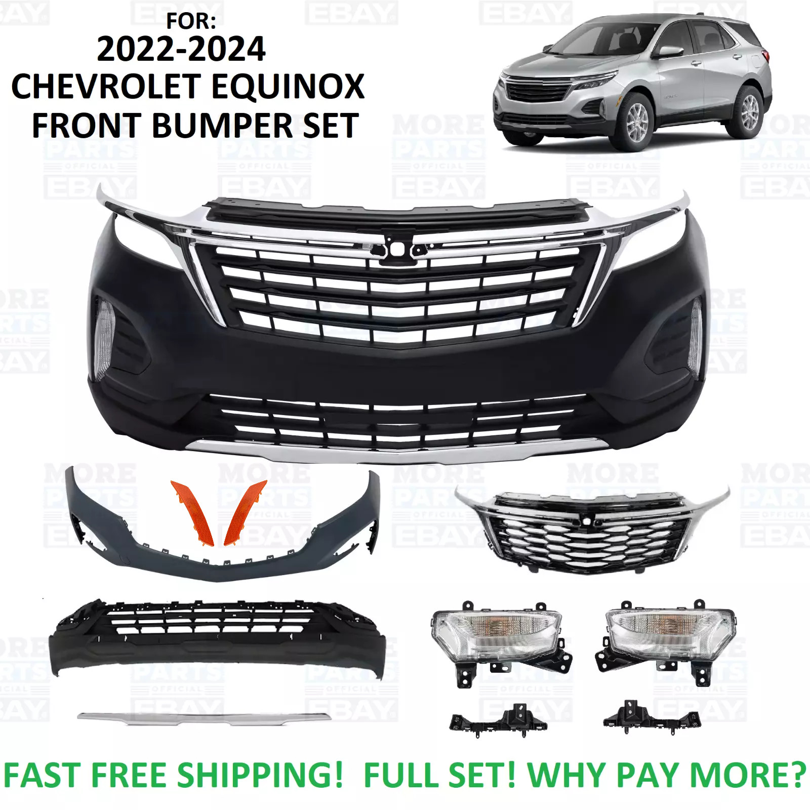 FOR 2022 2023 2024 Chevrolet equinox front bumper UPPER LOWER GRILL