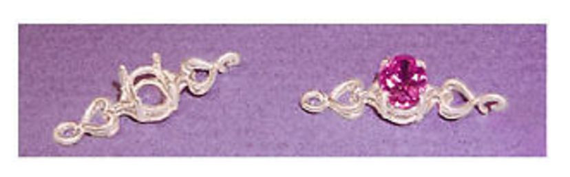 8x6mm Oval & Heart Sterling Silver Pre-Notched Bracelet Link Setting