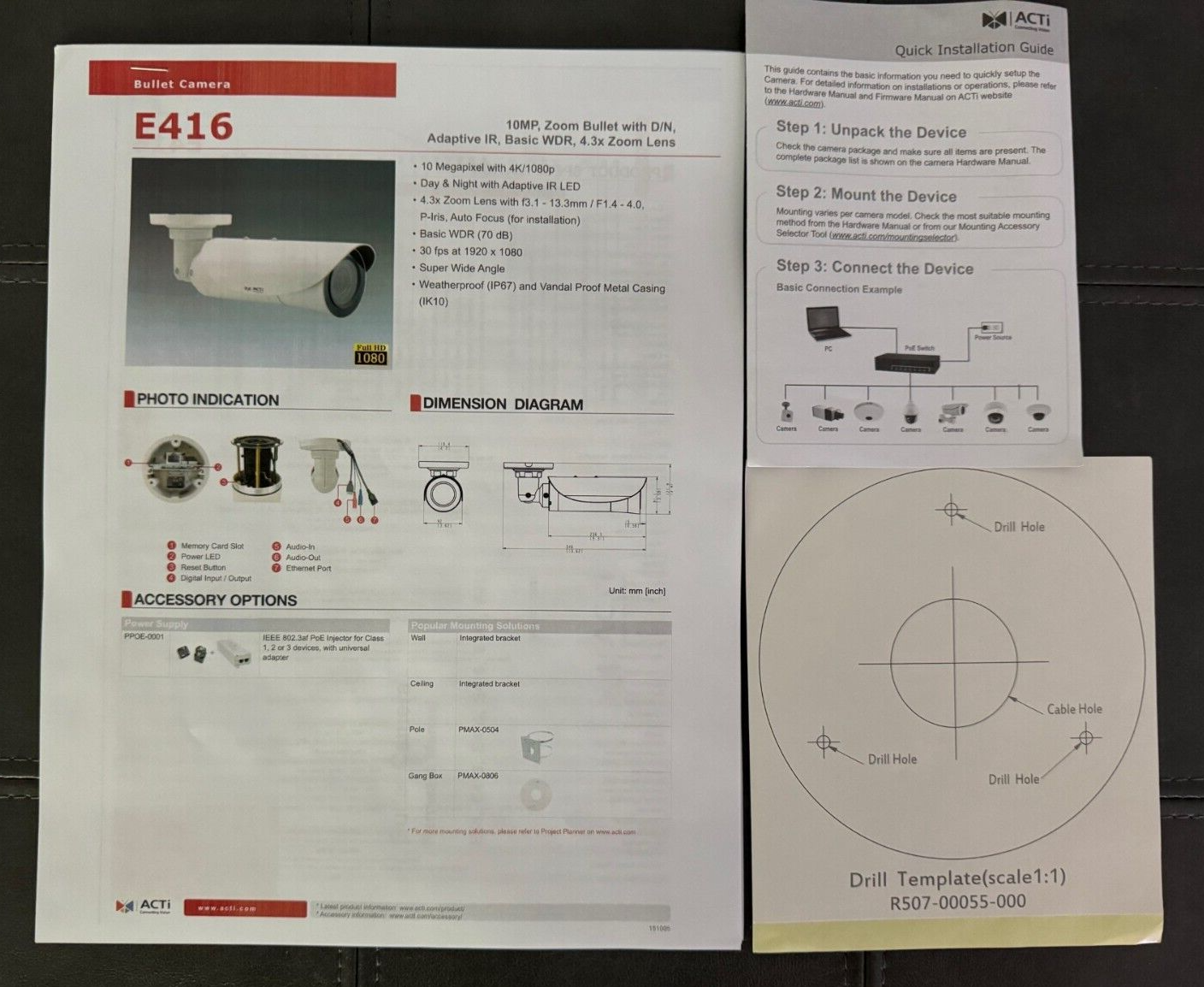 ACTi Zoom Bullet Camera, Model E416-New