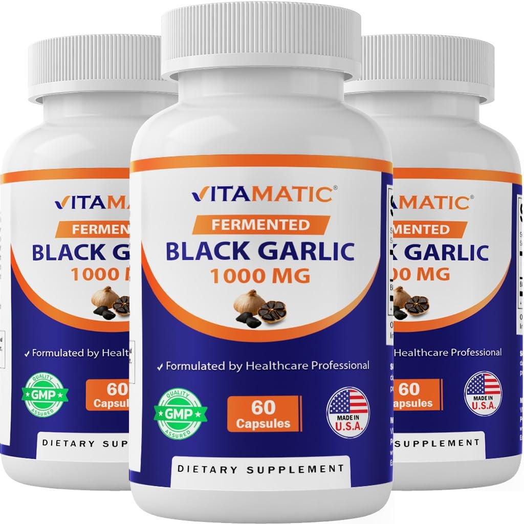 Vitamatic 3 Pack Fermented Black Garlic Extract 1000 mg 60 Count (Pack of 3)