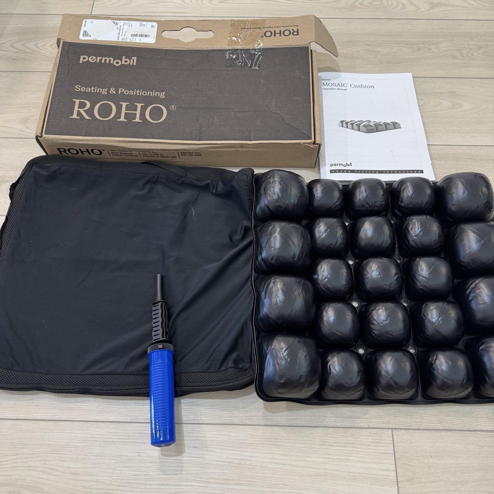 Roho Mosaic Wheelchair Seating Cushion 18"x16" With Cover And Pump  MOS1816CA