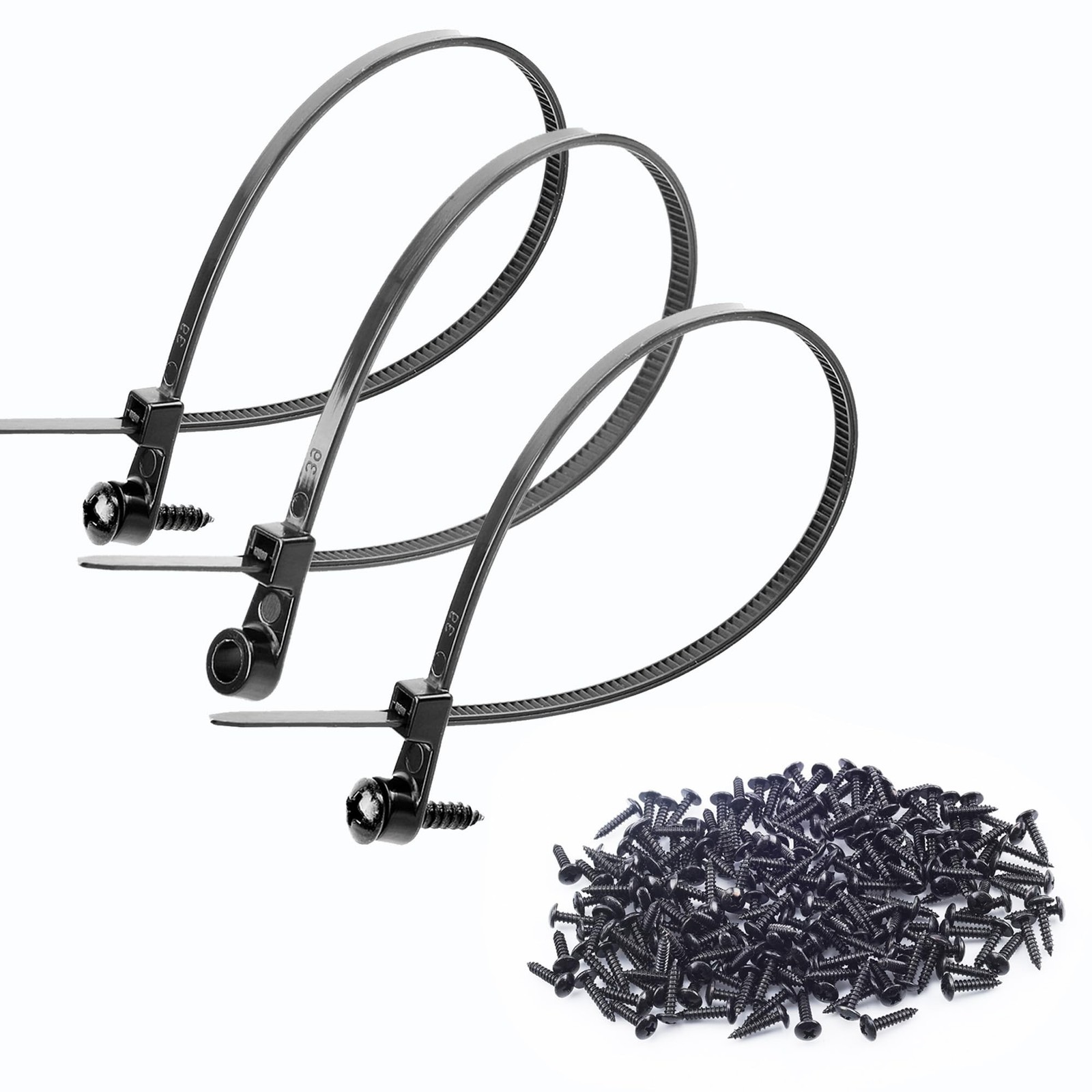 100 PCS 12" Mountable Cable Zip Ties with 100 Screws - 75lbs Heavy Duty Nylon...