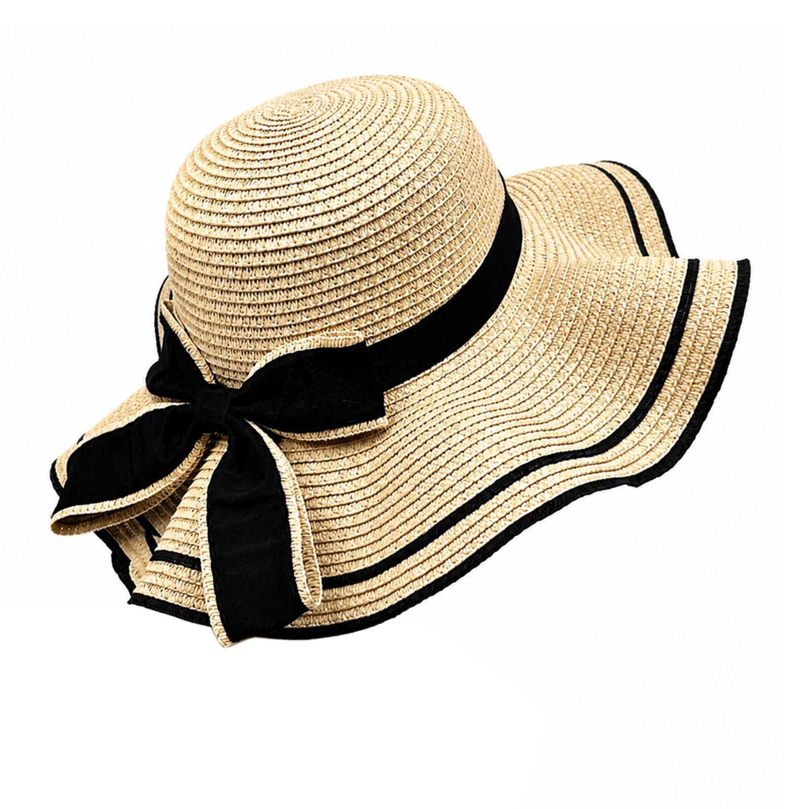 Women Floppy Sun Hat with Wide Brim, Foldable Roll-Up Straw Beach Hat Summer Hat