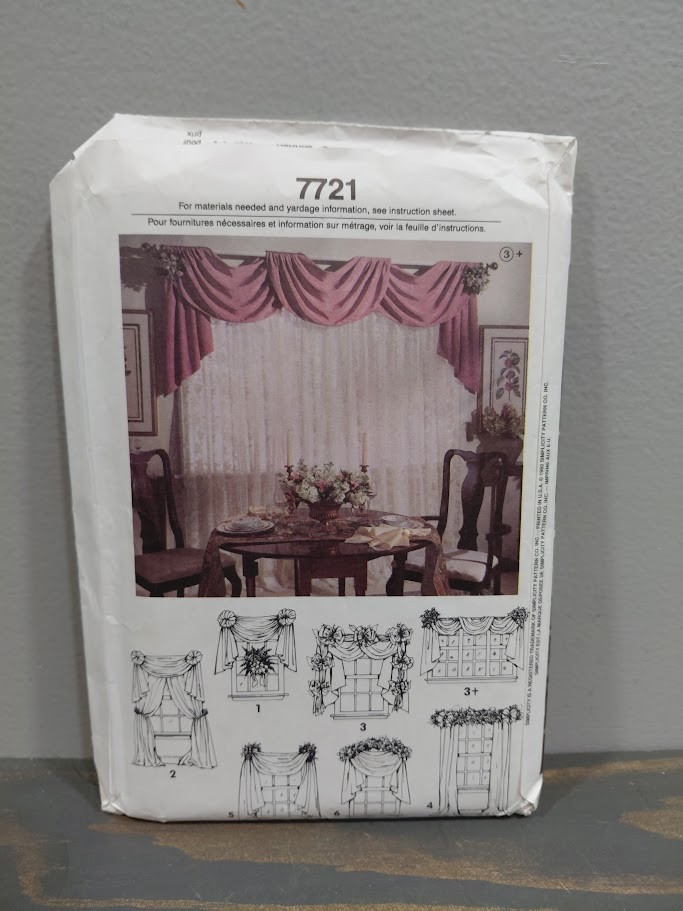 Simplicity 7721 Abbie's Jiffy 6 Pack Window Treatments Sewing Pattern