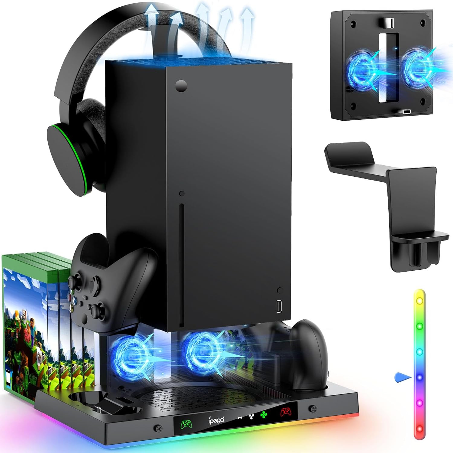 Upgraded RGB Cooling Fan Charging Station for Xbox Series X Accessories | Dual C