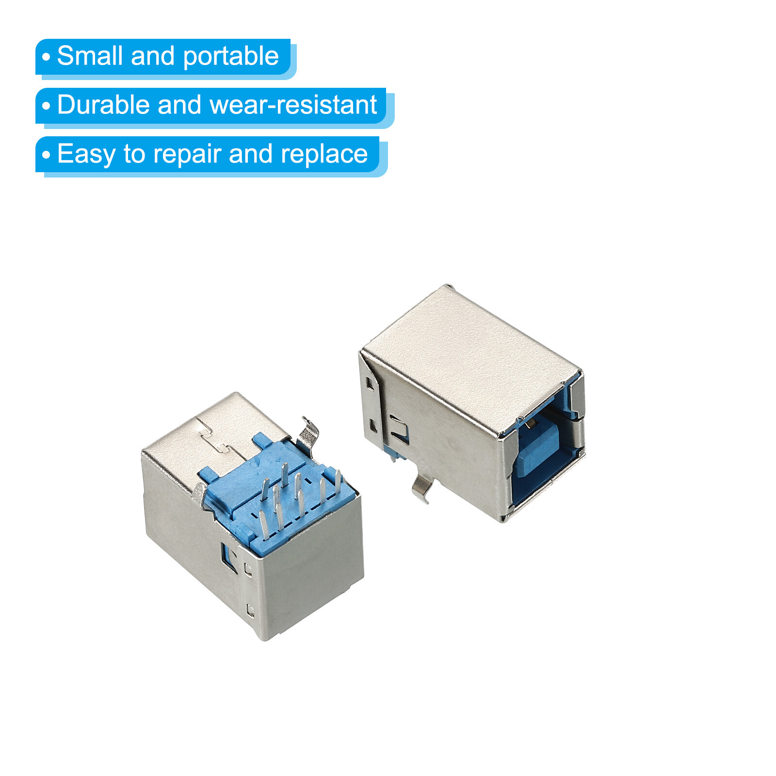 2Pcs USB Connector 3.0 Type B 9Pin Female 90 Degree Jack Solder USB Adapter