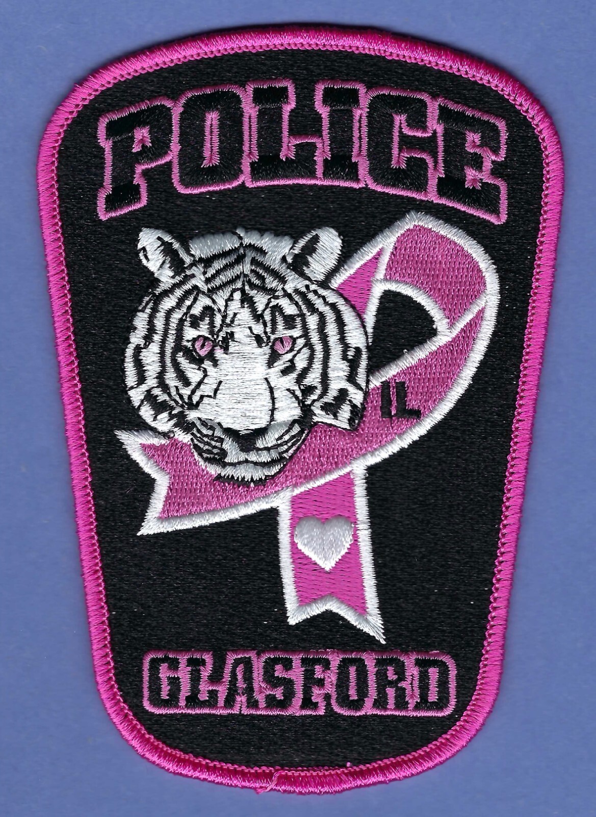 GLASFORD ILLINOIS POLICE PINK RIBBON SHOULDER PATCH