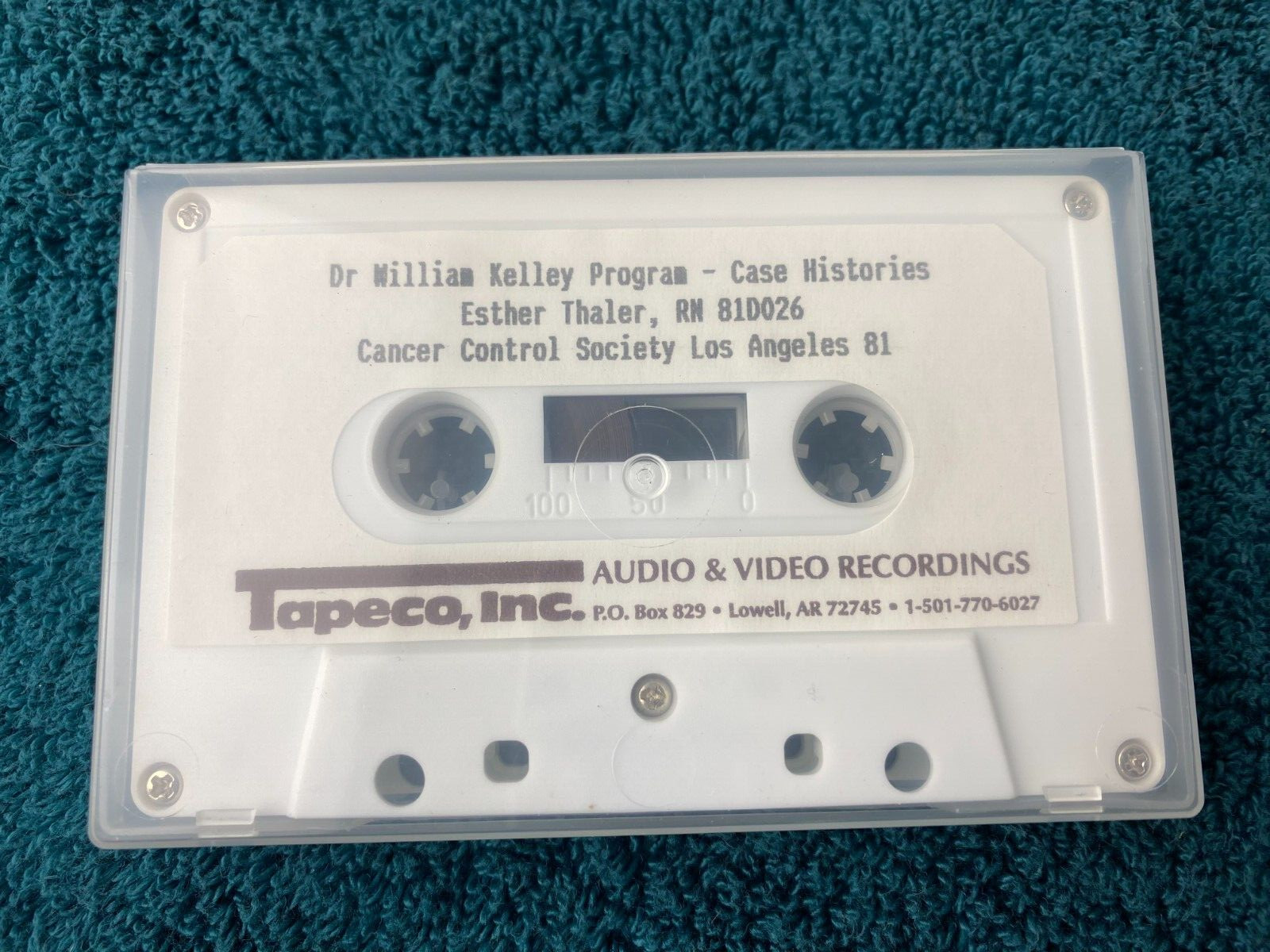 RARE Dr. William Kelley Cancer Control So. Cassette Case Histories Esther Thaler