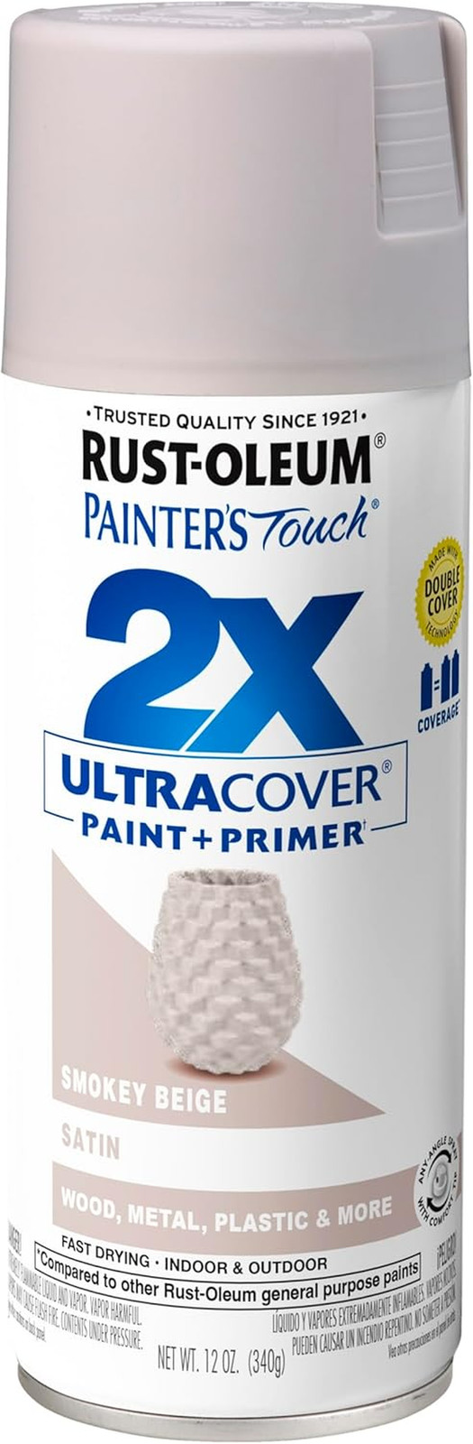 299883 Painter'S Touch 2X Ultra Cover Spray Paint, 12 Oz, Satin Smokey Beige