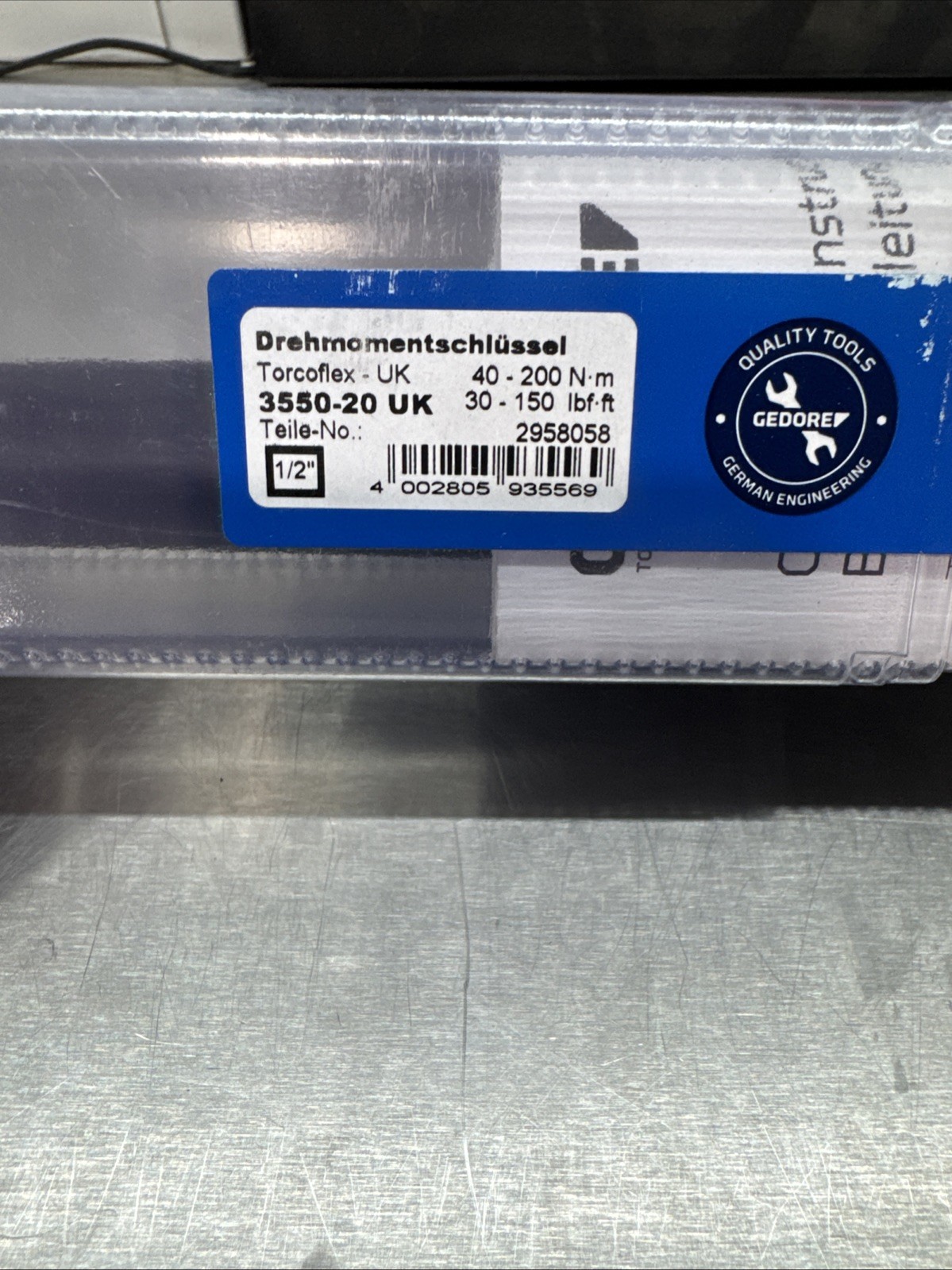 Gedore 3550-20 UK TORCOFLEX Torque Wrench, 1/2" Drive, 40-200 Nm