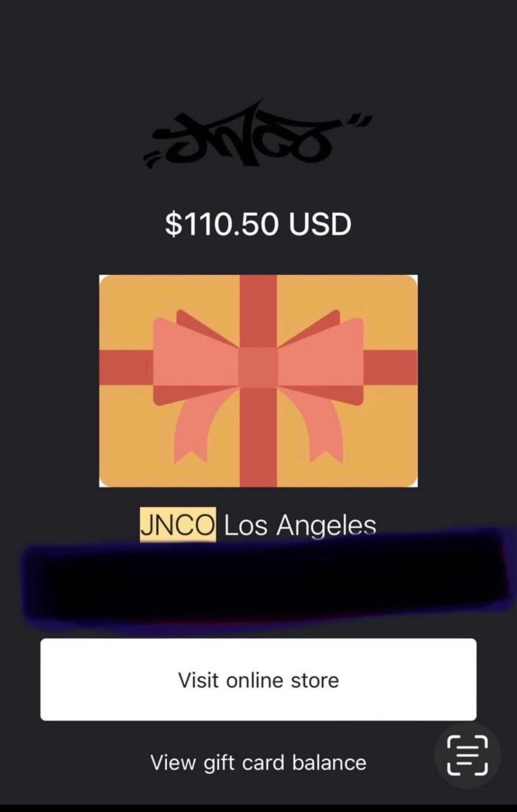 $110.50 JNCO Credit