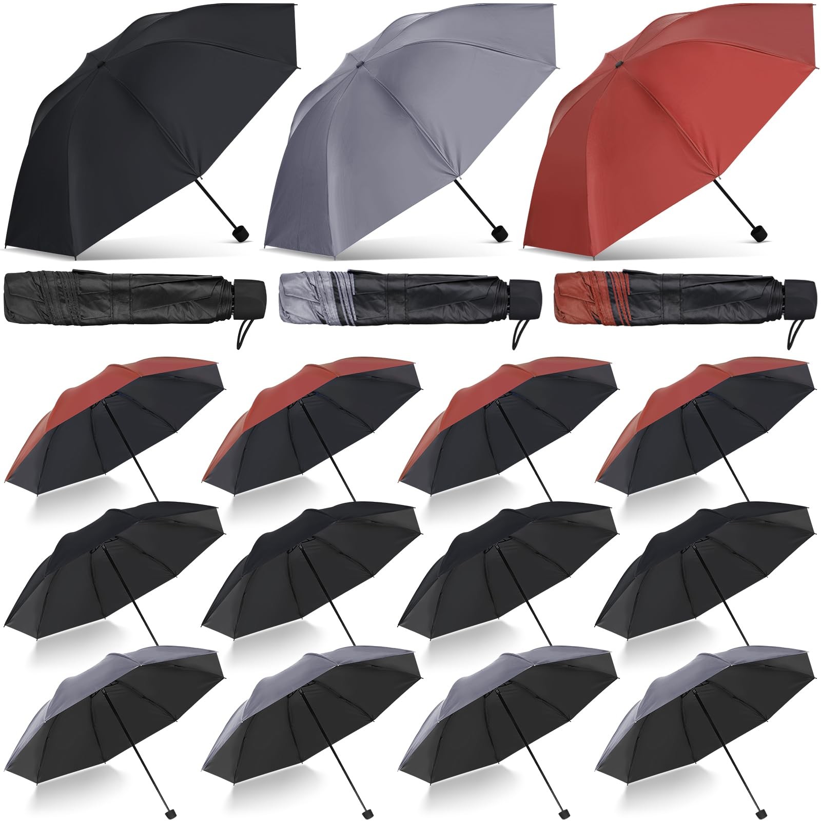 Set of 12 Windproof Travel Umbrella Folding Umbrella Bulk Rain Umbrellas Port...