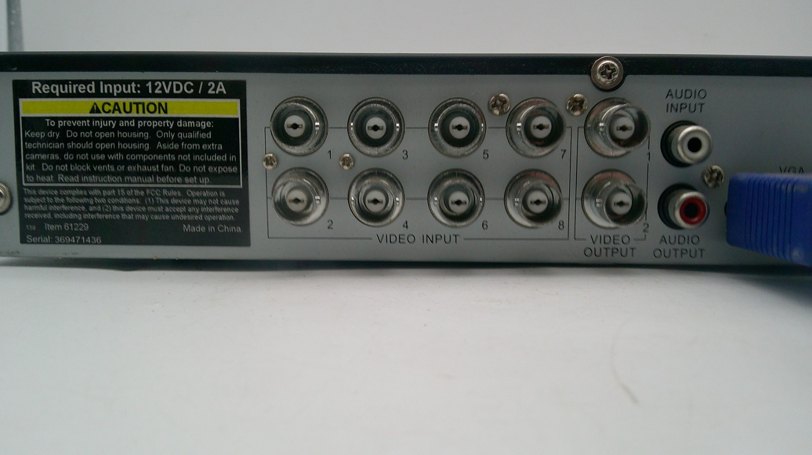 Bunker Hill Security H. 264 8Ch Digital Video Recorder Incomplete *UNTESTED*