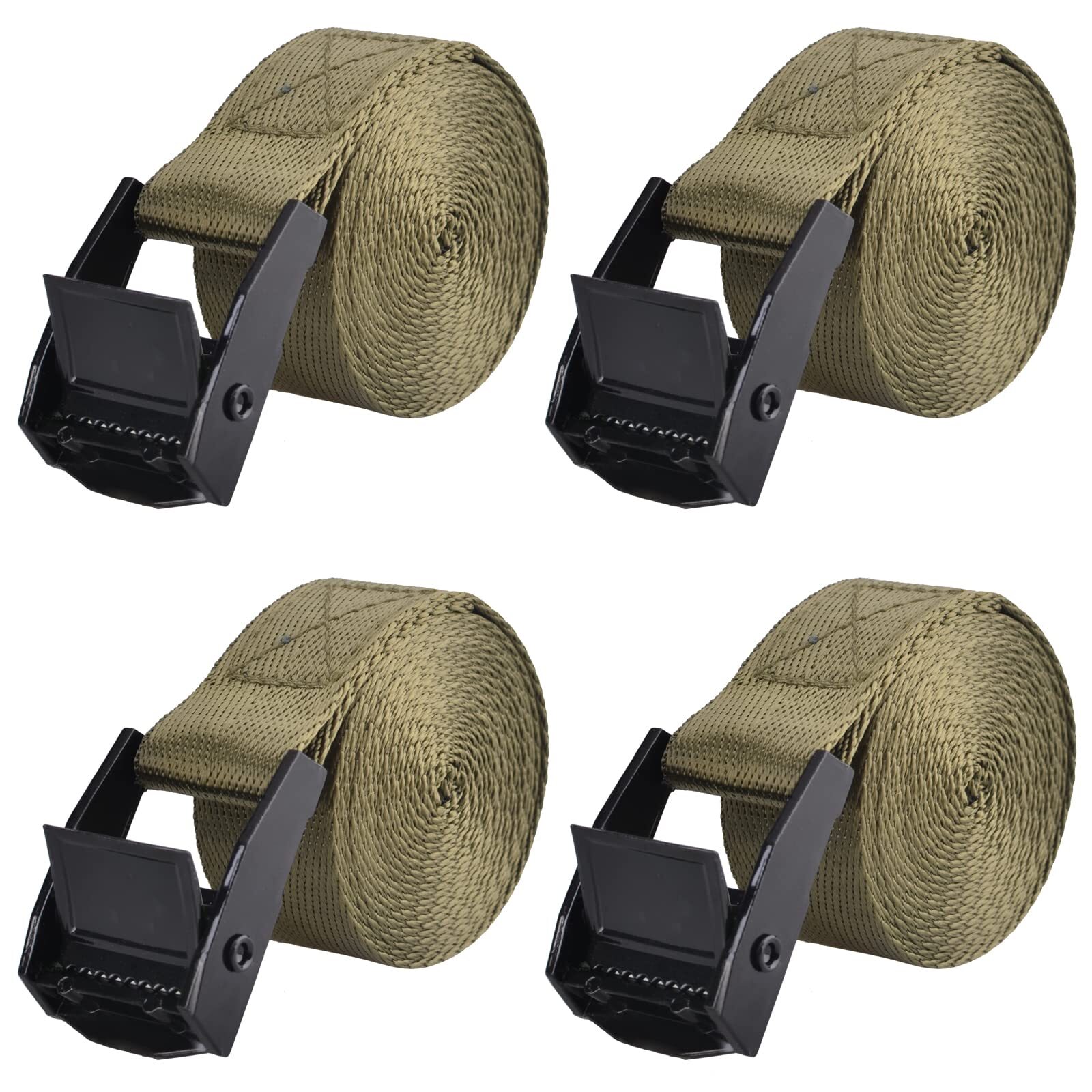 TRIWONDER Cinch Tie Down Strap Lashing Nylon Straps 4 Pack 1m Green
