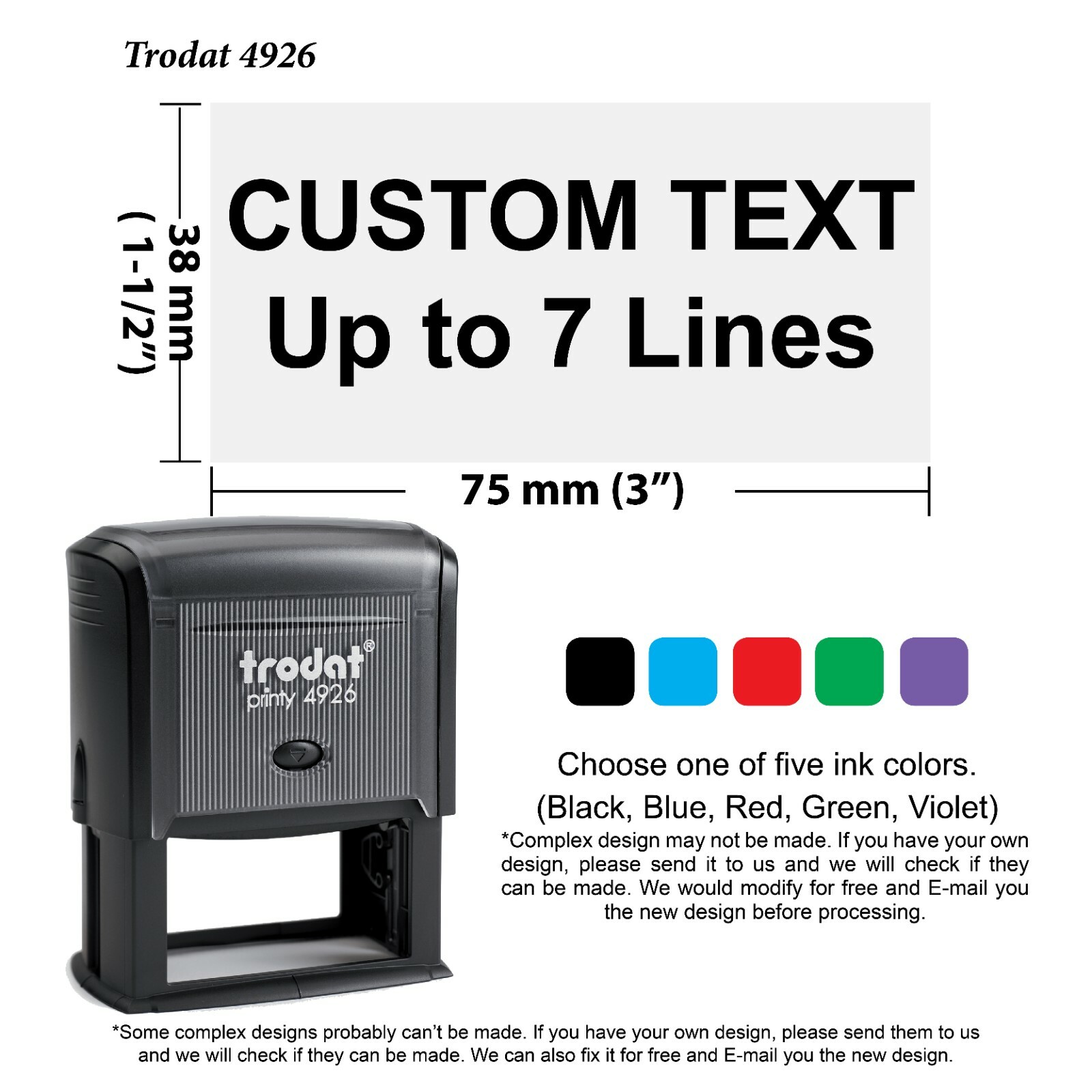 1.5" X 3" Large 7 Lines Custom Self-Inking Address Stamp Trodat 4926