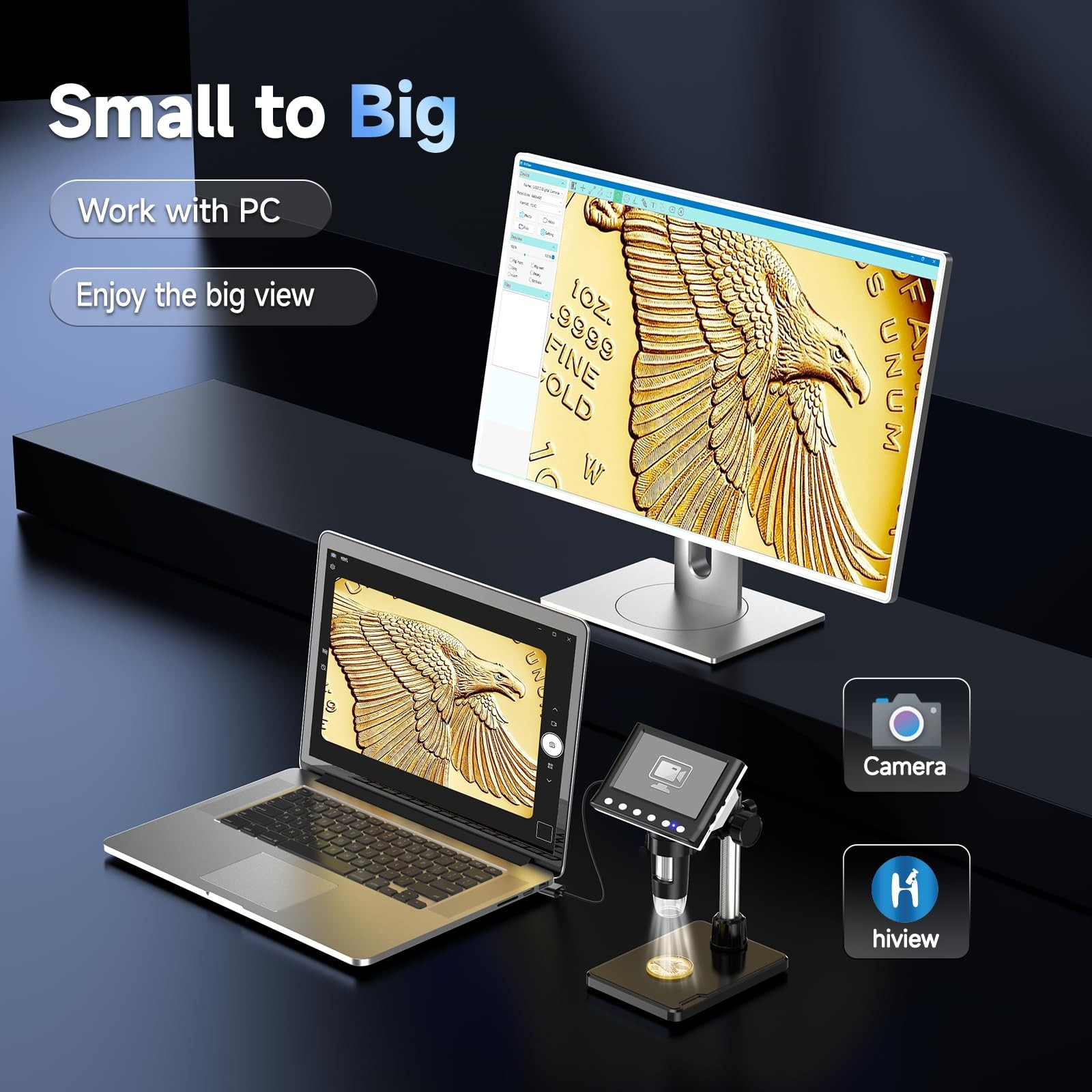 4.3" Coin Microscope Digital Microscope for Collectors 1980P HD Error Coin Ma...