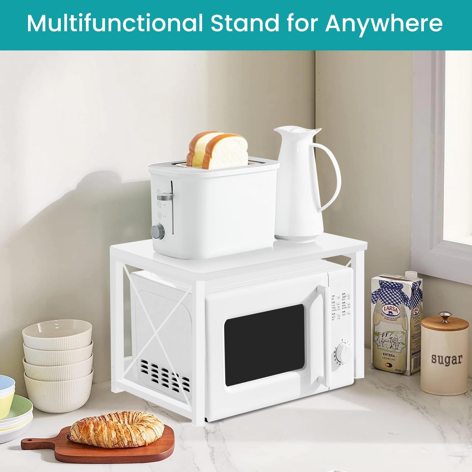 Modern Wood Desktop Printer Stand Storage Shelf Riser Under Desk Table White