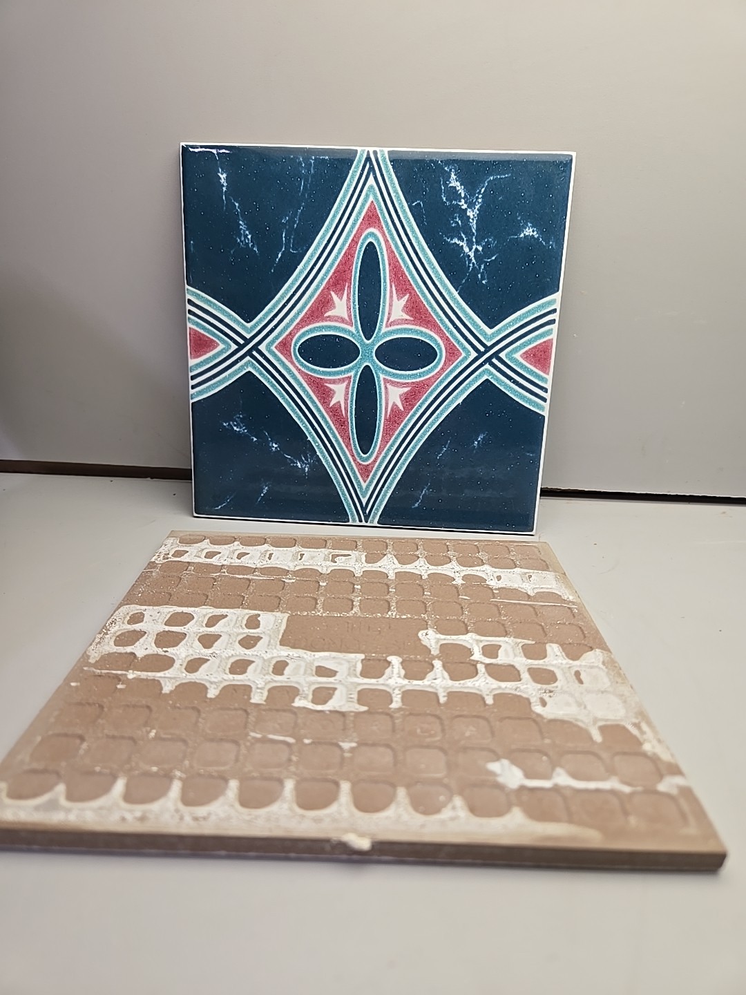 1pc Vintage Dong Su Teal Star Swimming Pool Ceramic Tile Frost Free 6"x6" LA-88