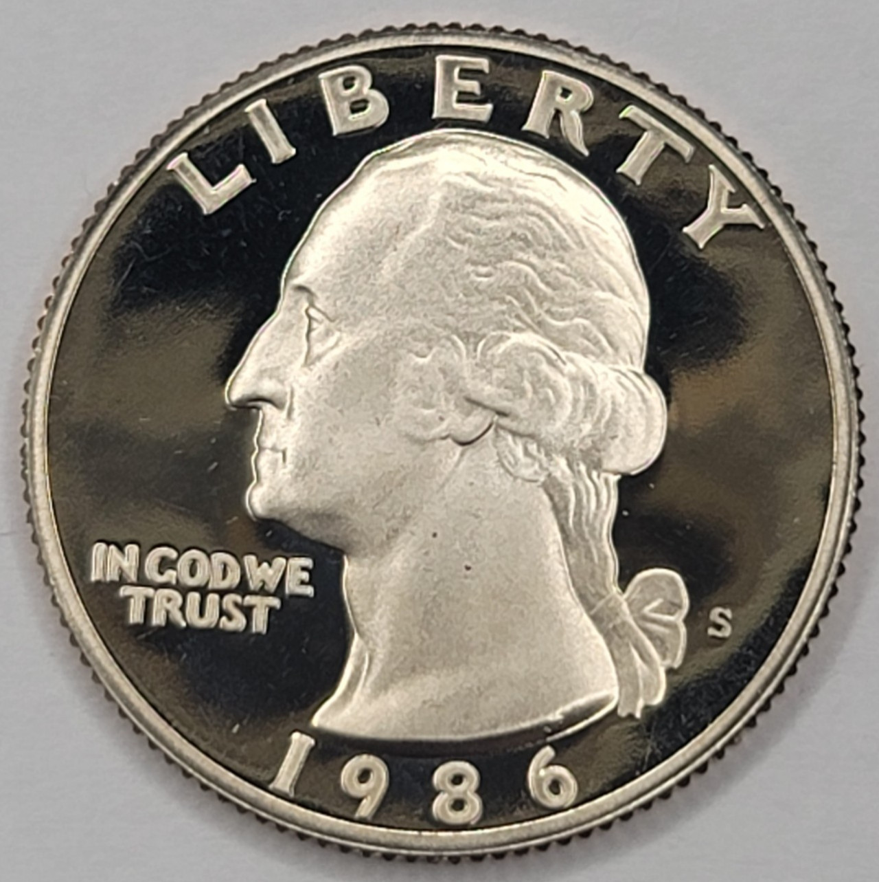 1986 S Gem Proof DCAM Washington Quarter - CN-Clad