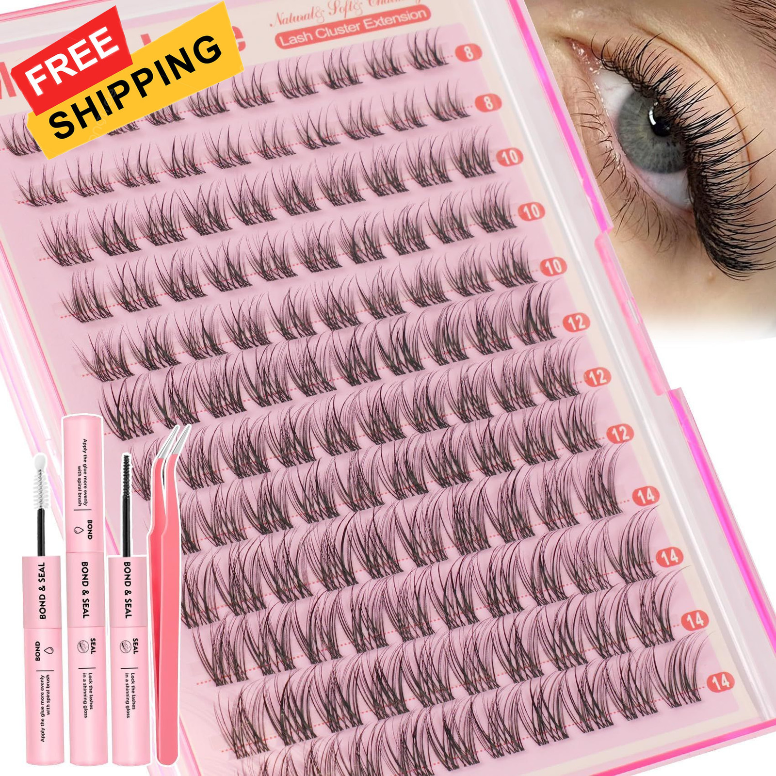 Natural Lash Clusters Kit Short Wispy Eyelash 120 count (Pack of 1), Black