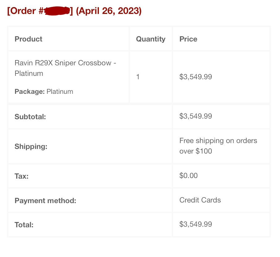 Ravin R29X Sniper Crossbow Platinum w/ Vortex Scope