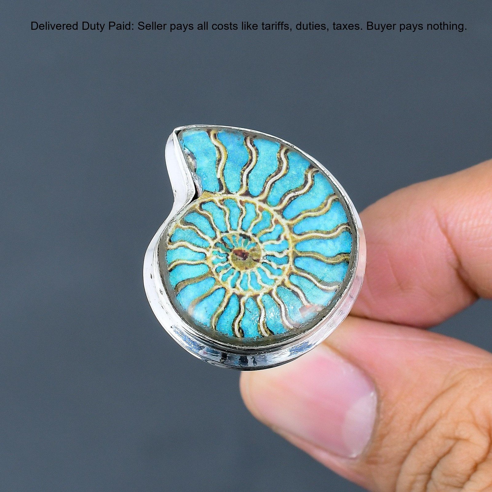 925 Sterling Silver Ammonite Opal Doublet Gemstone Stackable Handcrafted Ring