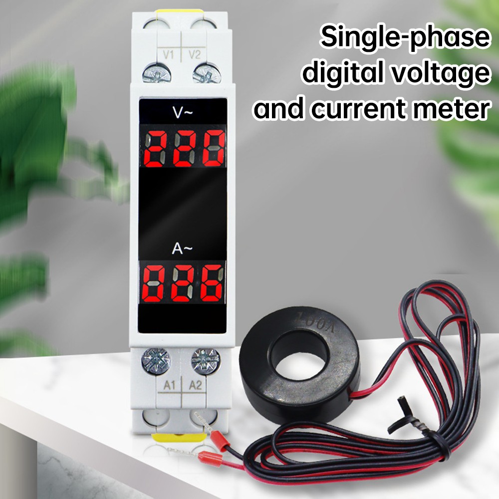 AC 80-500V 100A DIN Rail Ammeter Voltmeter Digital Display Voltage Current Meter