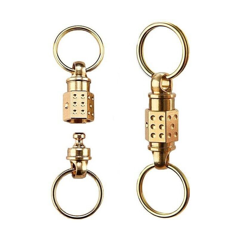 EDC Solid Brass Insert Buckle Gimbal Ring Portable Double Keychain Pendant Tool