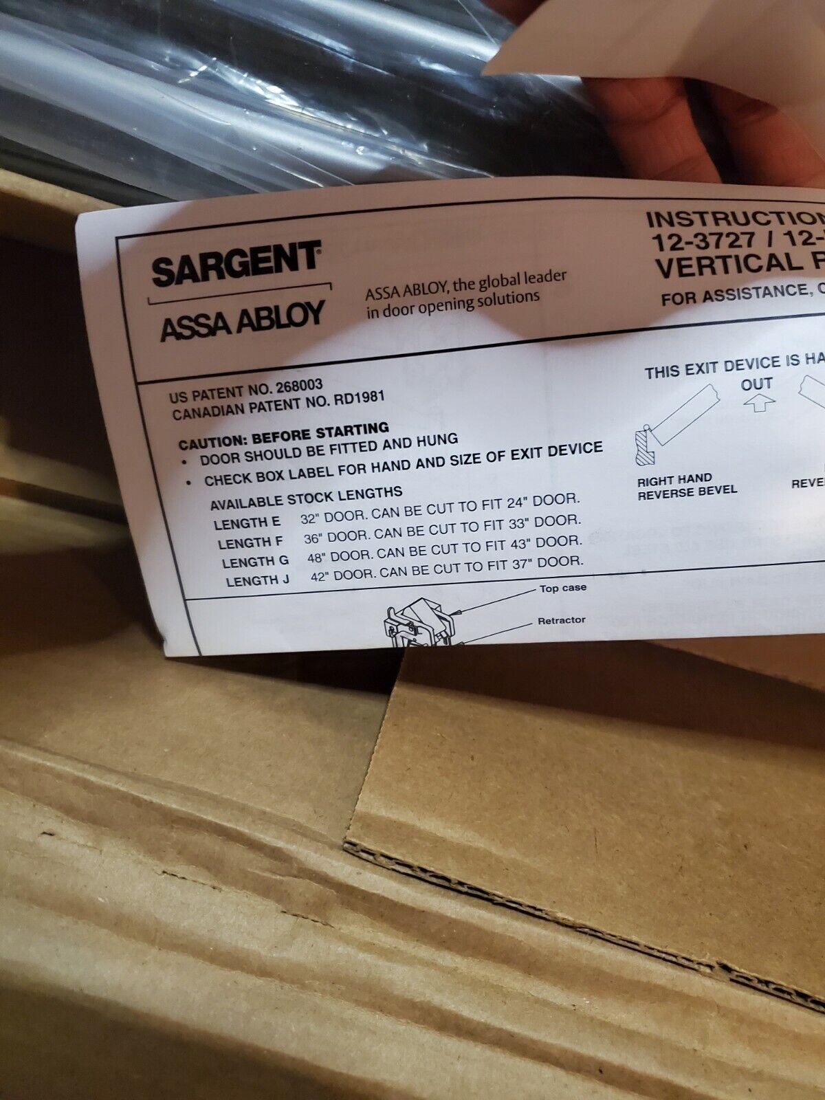 Sargent HC8700 Assa Abloy Vertical Rod Panic Exit Hardware 8700 Door lock