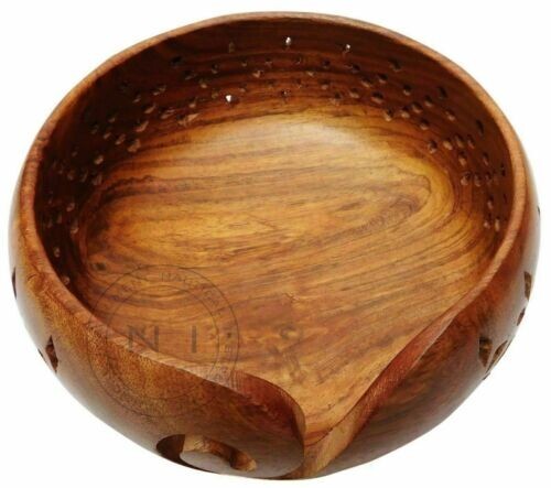 Yarn Bowl Knitting Bowls Crochet 6"x 3" Vintage Rosewood Handmade Wooden Gift