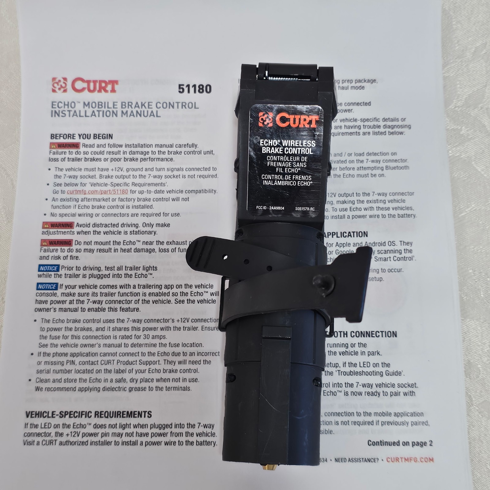 CURT Trailer Brake Controller 7 Way Connector Mobile Bluetooth Smart Phone 51180