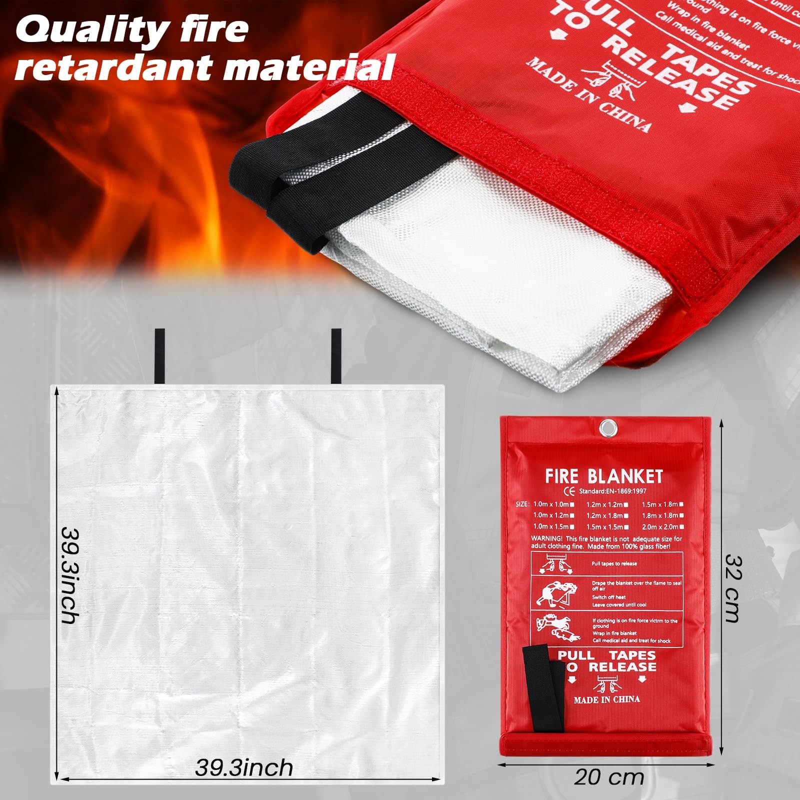 Copkim 6 Sets Emergency Fire Blanket for Home Suppression Thermal Blankets with