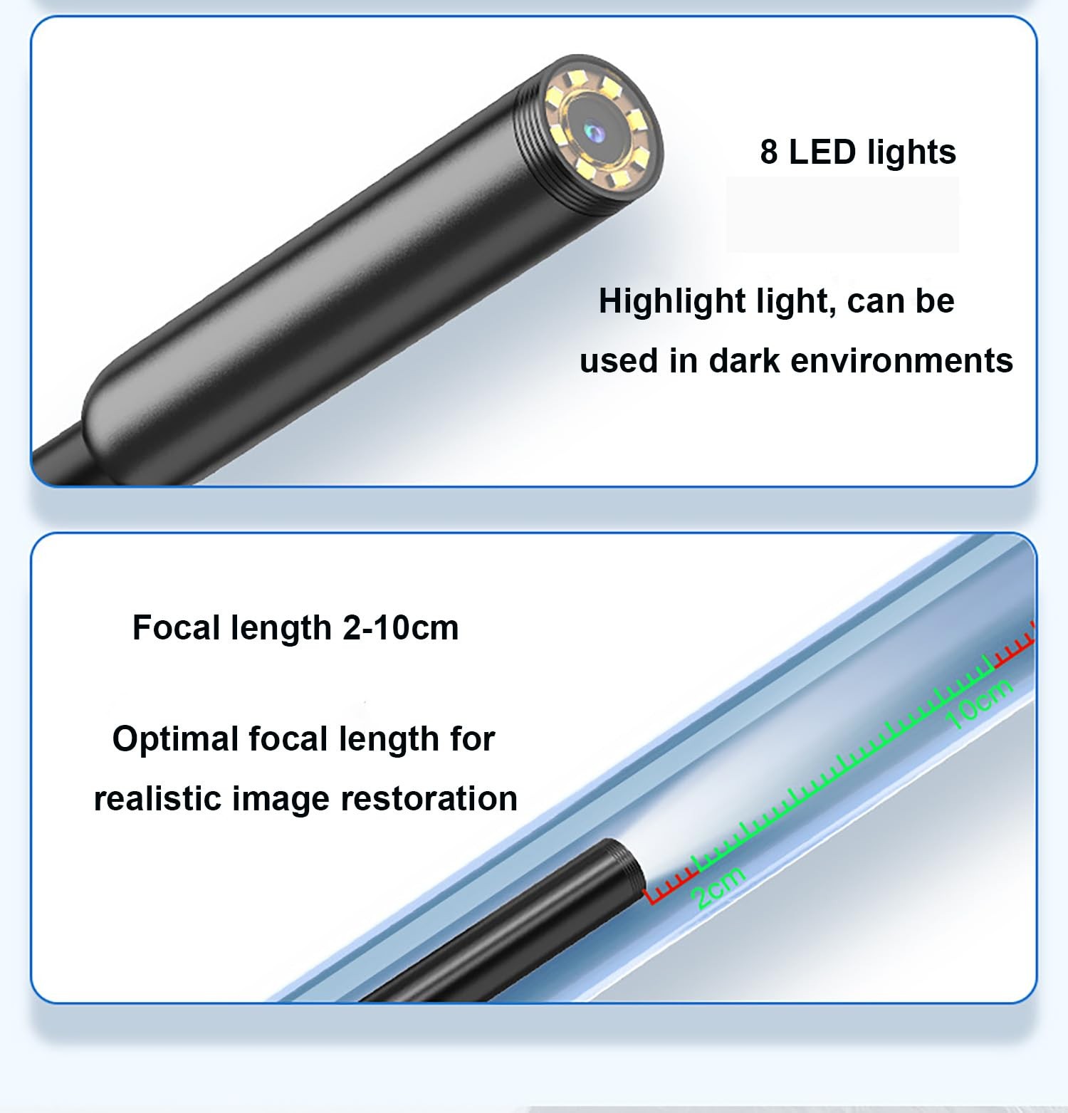 Endoscope with Light, 1920P HD Borescope with 8 Adjustable Lights, with iOS S...
