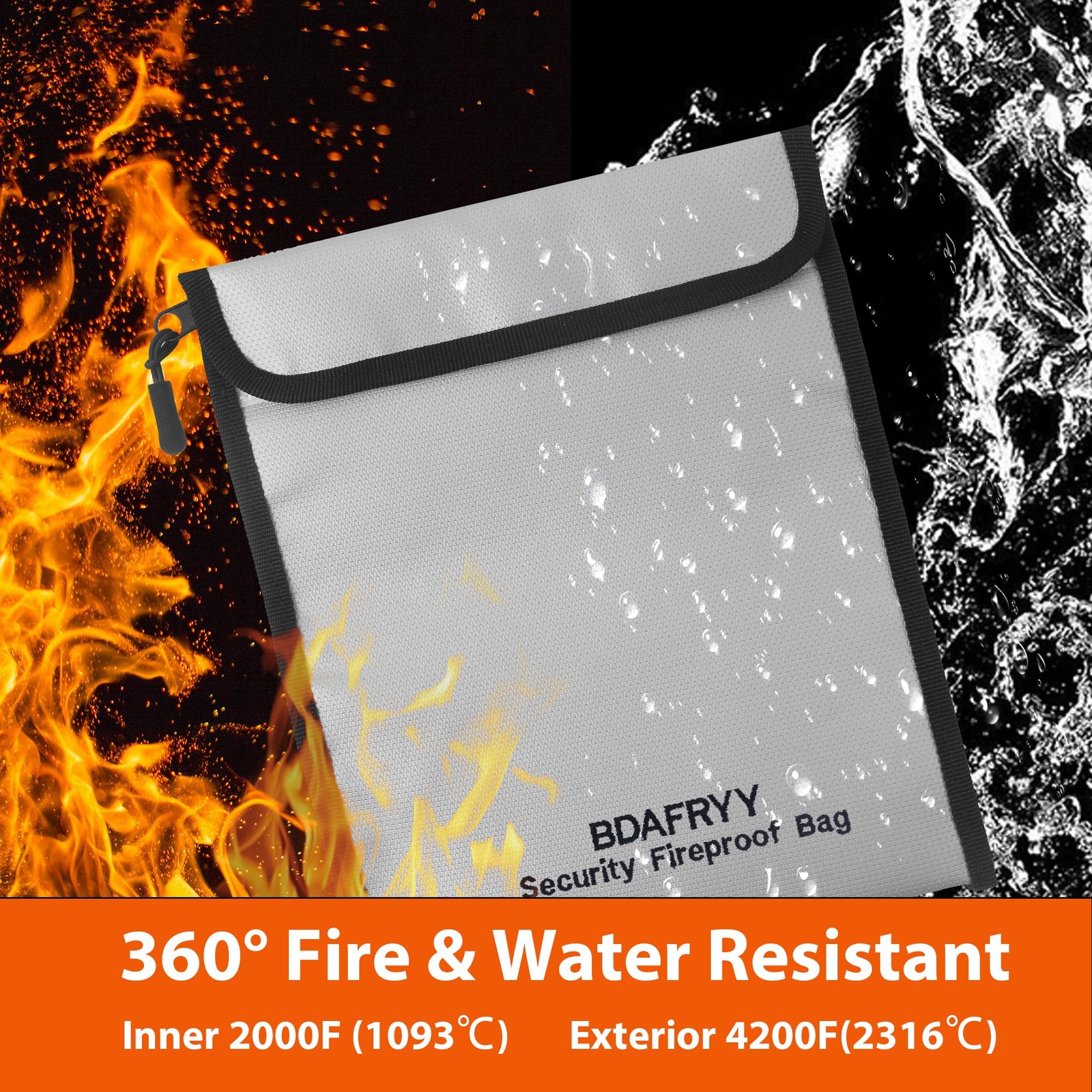 3 Pcs Fireproof Waterproof Money Important Document Bag(2000?),Fire Proof Bag fo
